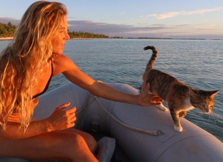 Читать Девушка с кошкой совершают кругосветное путешествие на яхте
