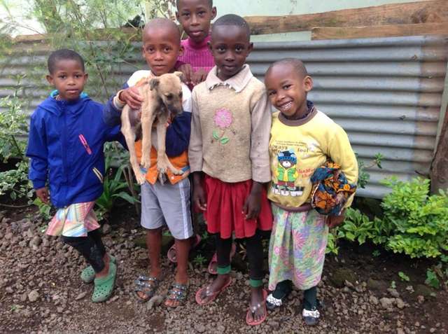 Пять маленьких бедных танзанийцев спасли щенка
